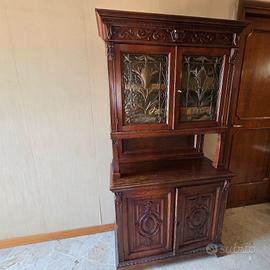 vetrinetta credenza in legno e metallo