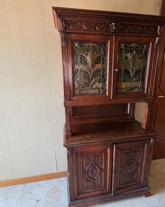 vetrinetta credenza in legno e metallo