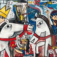 Quadri moderni sulla sicilia, olio su tela