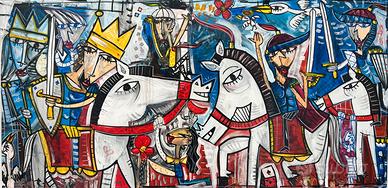 Quadri moderni sulla sicilia, olio su tela