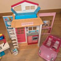 Giochi bambina Barbie con accessori auto casa