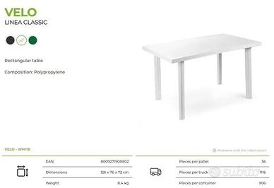 Tavolo Rettangolare Velo Bianco