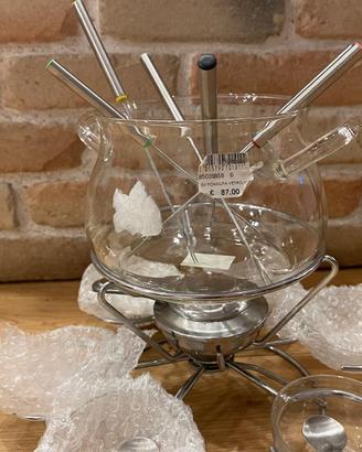 SET FONDUTA in vetro Borosilicato completo