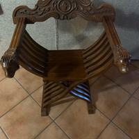 Sedia pieghevole Savonarola testa di leone