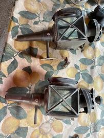 Coppia di lanterne ad olio con stoppino antiche