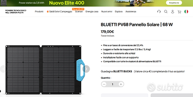 Pannello solare PORTATILE pieghebole BLUETTI PV68