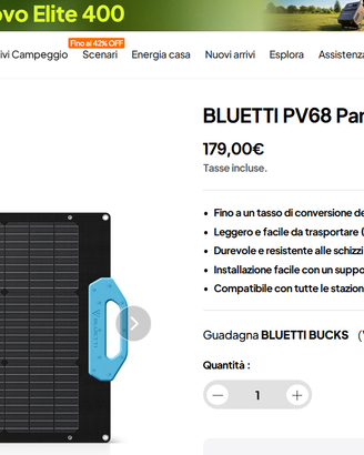 Pannello solare PORTATILE pieghebole BLUETTI PV68