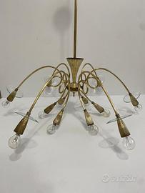 Lampada anni 50 ottone e cristallo