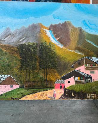 Dipinto olio su tela -Paesaggio alpino-1989-40x60