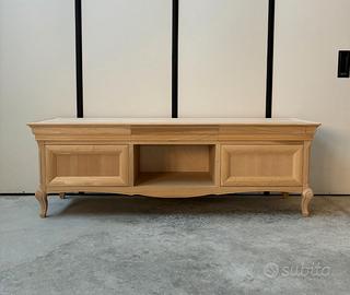 Mobile base madia porta-TV soggiorno legno grezzo