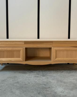 Mobile base madia porta-TV soggiorno legno grezzo