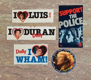 Lotto di 5 Adesivi di Cantanti Vintage Anni 70/80