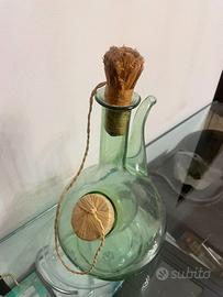 DECANTER VINO VERDE SOFFIATO A MANO VINTAGE METÀ S