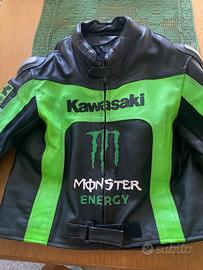 giacca moto Kawasaki in pelle