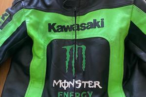 giacca moto Kawasaki in pelle