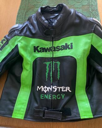 giacca moto Kawasaki in pelle