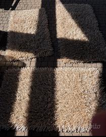 Tappeti da camera tris shaggy beige sabbia bianco