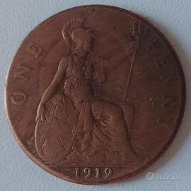 Moneta One Penny Gran Bretagna 1919