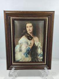 Quadro Vintage Ritratto Dama con Fiocchi Blu
