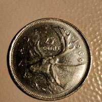 moneta Canada 25 cent del 1969