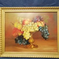 Quadro vaso con frutta. olio su legno