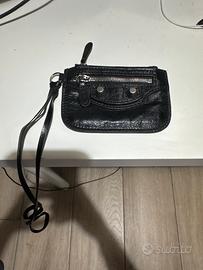 Pochette balenciaga le cagole leather wallet black