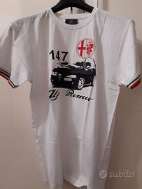 T SHIRT ALFA ROMEO 147 Large bianca nuova scatola