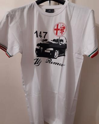T SHIRT ALFA ROMEO 147 Large bianca nuova scatola