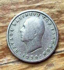 moneta UNA DRACMA GRECA 1954