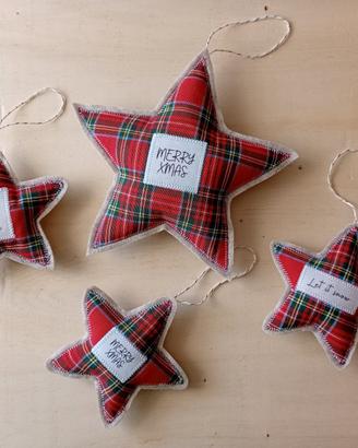 Set 4 Stelle Natalizie Tartan e Pannolenci