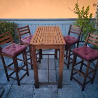 tavolo legno da giardino 60x120x105h con sedie