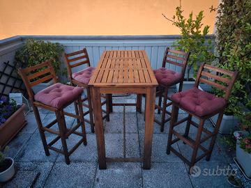 tavolo legno da giardino 60x120x105h con sedie