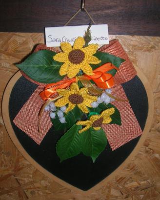 Fiori all'uncinetto - Cuore con girasoli
