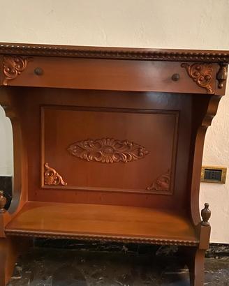 Scrittoio / consolle in legno con cassetto e intag
