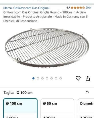 Griglia BBQ GrillRoast acciaio diam. 100