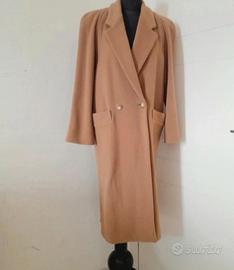 Cappotto lana beige, doppiopetto, 2 tasche, tg.L d