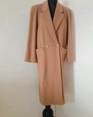 Cappotto lana beige, doppiopetto, 2 tasche, tg.L d