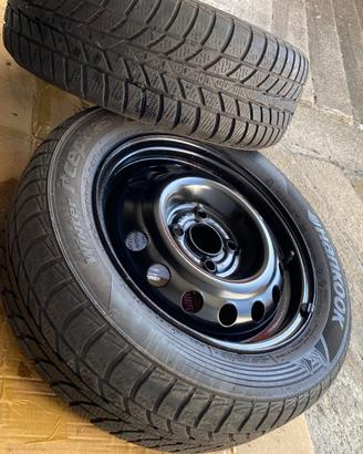 2-cerchi in ferro + 2-pneumatici invernali Hankook
