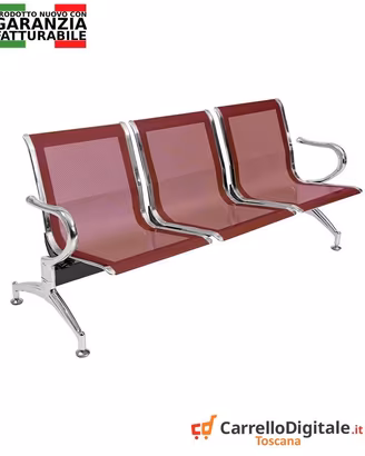 Sedie da attesa in acciaio colore rosso 3 posti