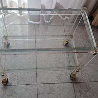 carrello in plexiglas e vetro porta tv