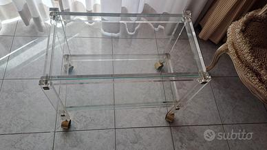 carrello in plexiglas e vetro porta tv