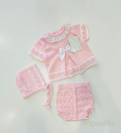 Completino neonata in Filo rosa, 0-3 mesi NUOVO