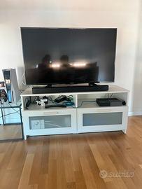 Mobiletto porta TV bianco con casetti in vetro