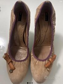 Scarpe donna in camoscio beige mis.40