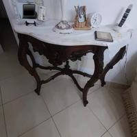 Consolle antica in mogano con piano in marmo