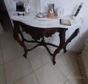 Consolle antica in mogano con piano in marmo