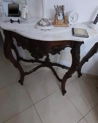 Consolle antica in mogano con piano in marmo