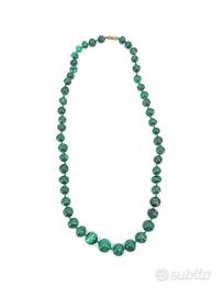 Collana Vintage Malachite Naturale Sfere Scalari