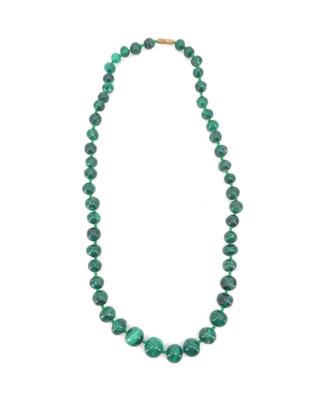 Collana Vintage Malachite Naturale Sfere Scalari
