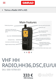 Vhf con gps portatile simrad hh36